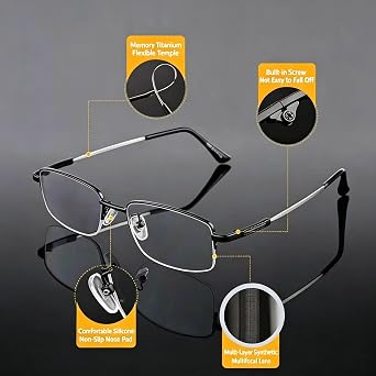MIRYEA Progressive Multifocus Computer Reading Glasses Blue Light Blocking No Line Lenses Multifocal Readers for Men Women