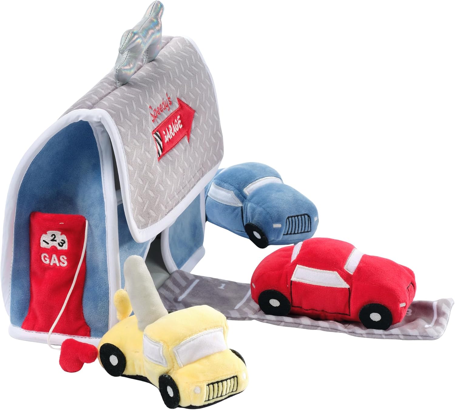 Lambs & Ivy Cars & Tow Truck Garage Interactive Plush Developmental Playset Toy