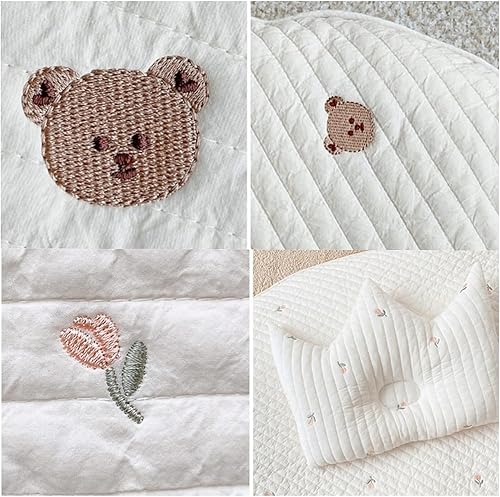 Miniatura 17 de Tapete de juego bordado de ardilla para bebé, tapete de algodón de 33.5 pulgadas, desmontable y lavable, tapete suave para decoración de habitación