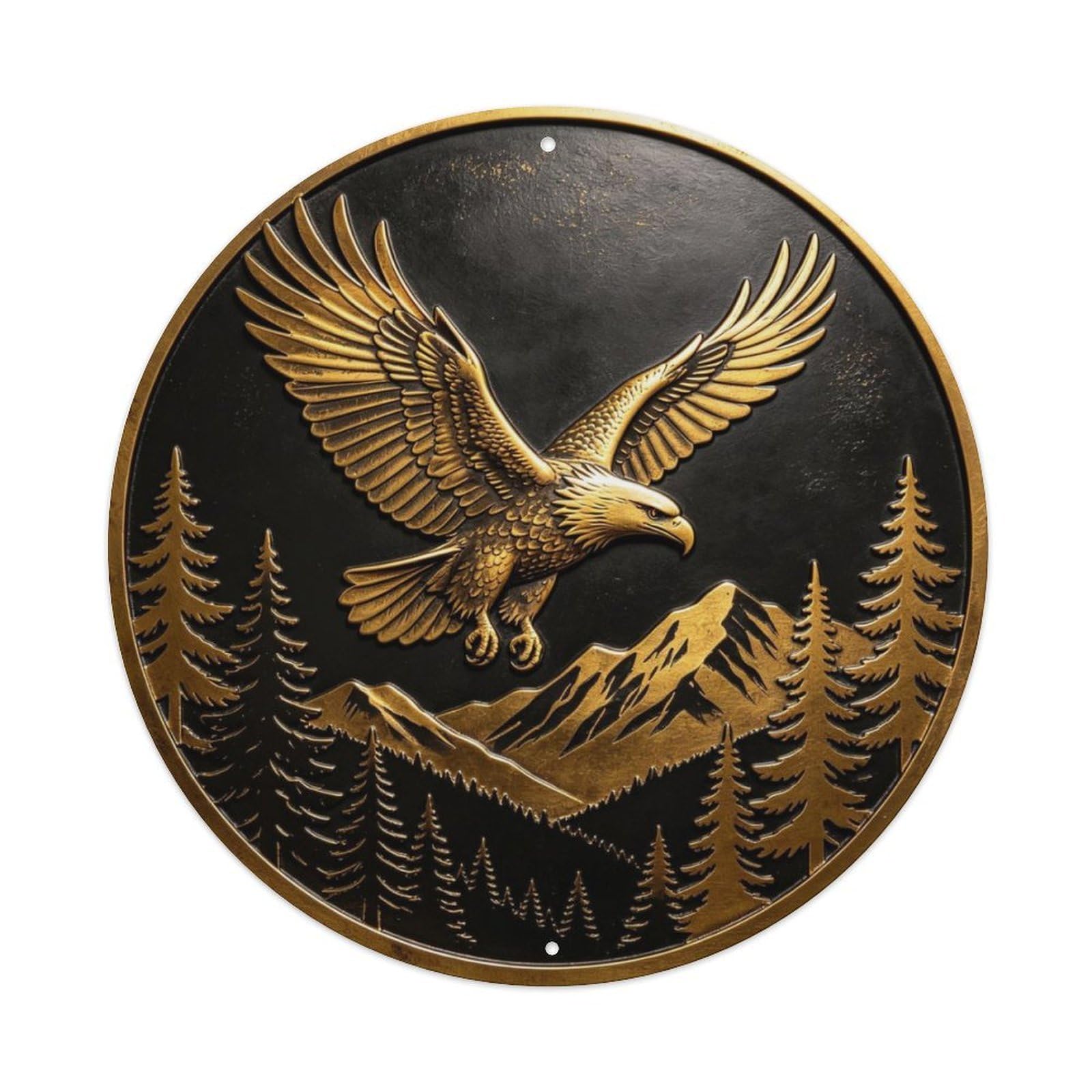 Golden Eagle Soaring Metal Tin Sign Plaque