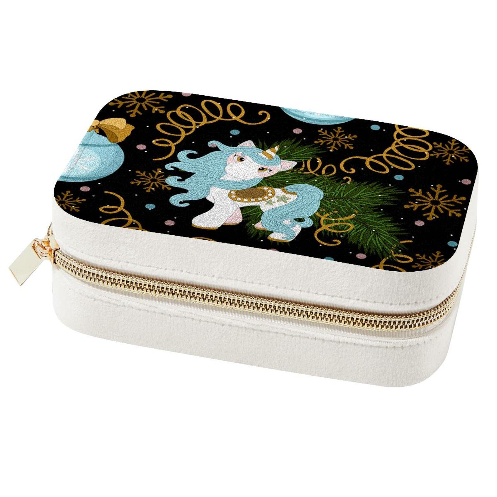 Boîte à bijoux de voyage licorne aux détails de fleurs magiques