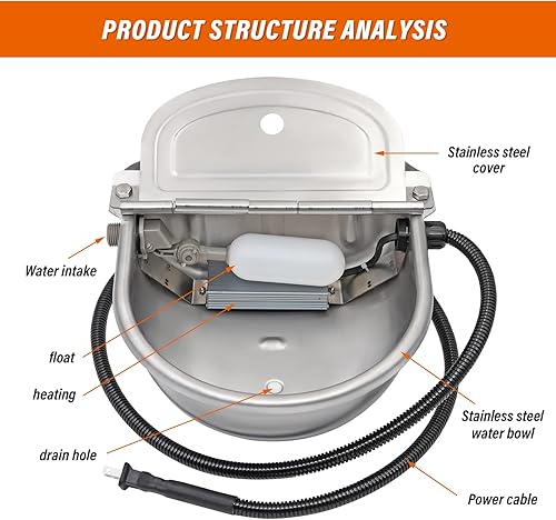 Miniatura 8 de Recipiente de agua con calefacción para perros al aire libre, gatos de raza grande, dispensador automático de agua para perros, llenado automático,