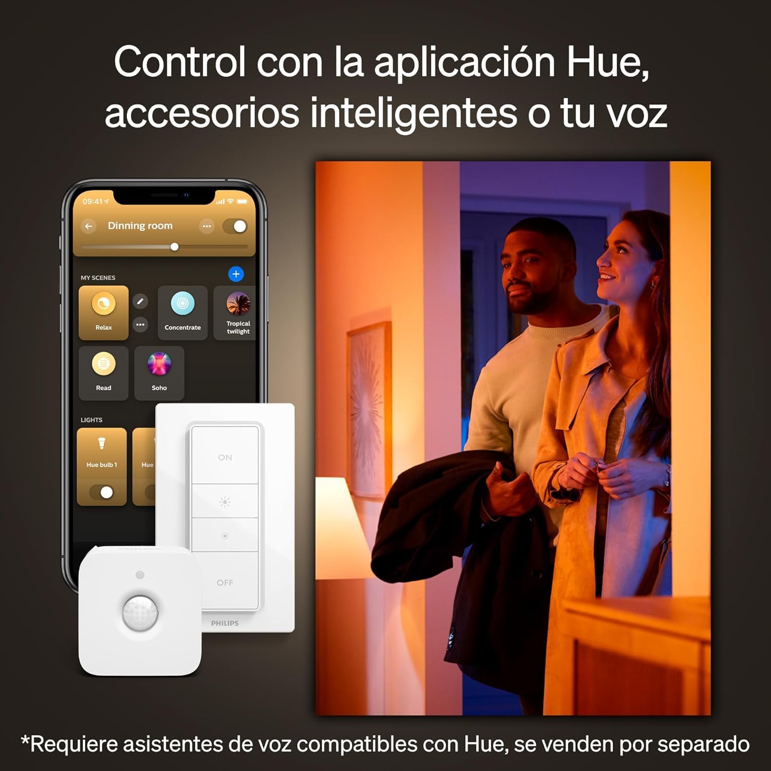 Philips Hue White Ambiance Adore Connected foco empotrable, Cromo, 1 x 5 W, Iluminación de baño regulable, Regulable, Controlable mediante app, Compatible con Amazon Alexa.