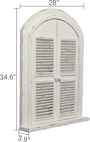 Miniatura 2 de Sintosin Espejos de ventana pequeños de granja para decoración de pared de 12 x 9 pulgadas, espejo blanco envejecido para colgar en la pared, espejo