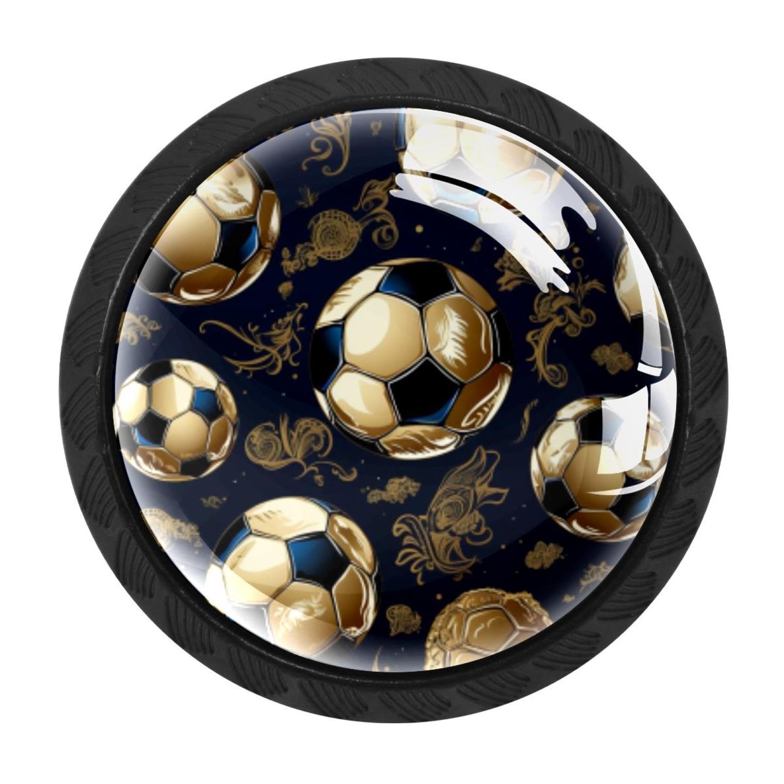 Chenzzzz Multicolored 04 4 Pieces Black Cabinet Pull Handle With Screws,Football Soccer Kitchen Knobs, Hardware For Cupboard Drawer Dresser