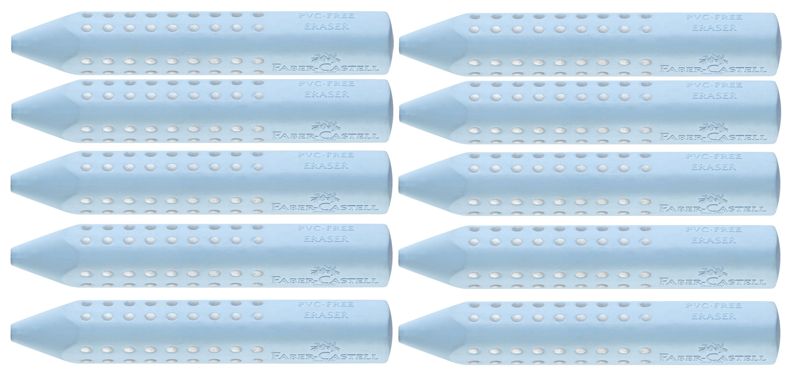 Faber-Castell Dreieckradierer Grip 2001 (Sky Blue, 10 Stück)
