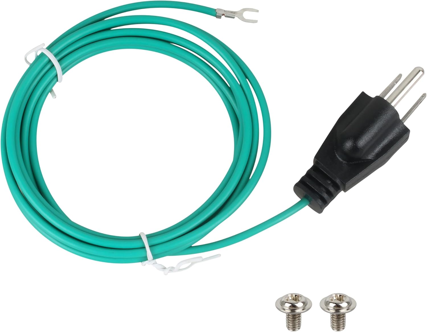 Shielded Patch Panel Ground Extension Cord, NEMA 5-15P 3 Prong 6.6FT, Brass Y-Terminal for Wall-Mounted Racks & Patch Panels（Light Green）