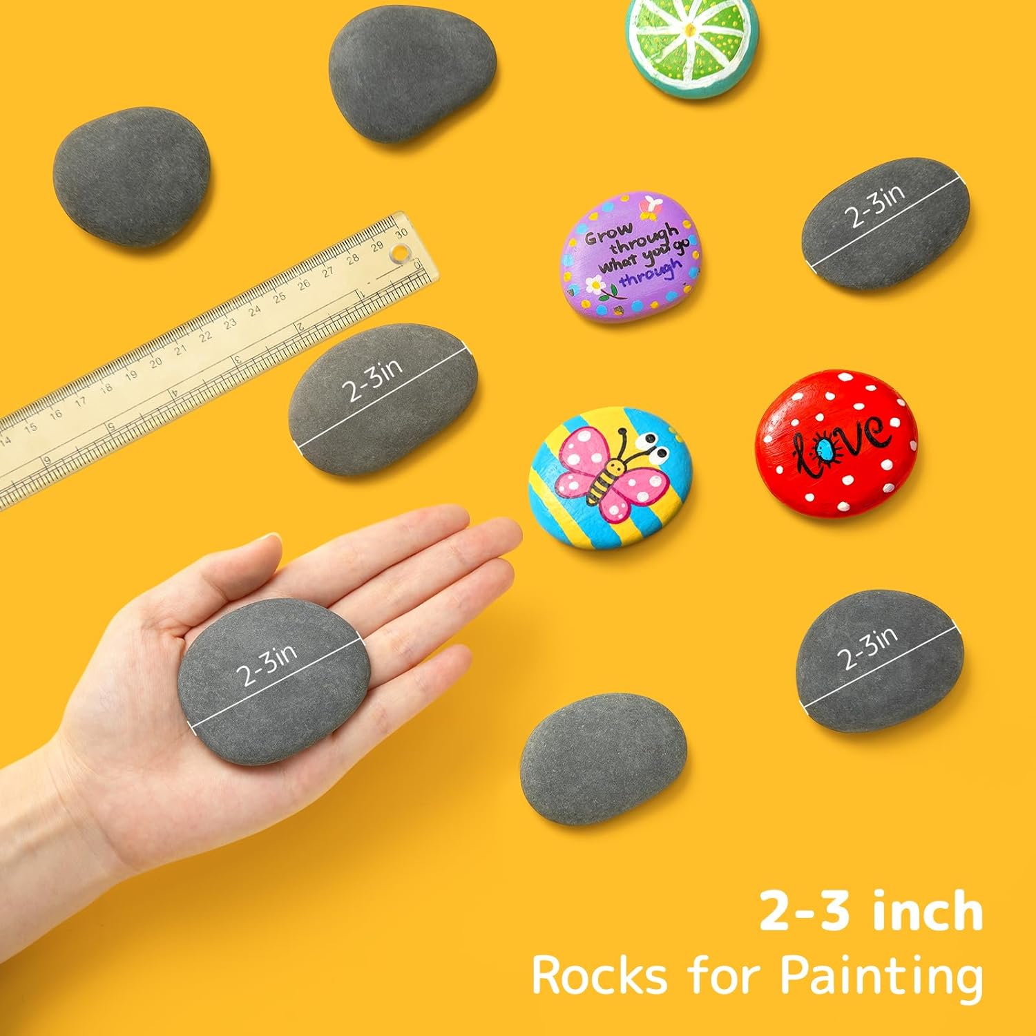 Simetufy 100Pcs Rocks for Painting Bulk, 2"-3" Painting River Rocks, Flat & Smooth Natural Stones for Arts, Crafts, Painted Gift for Adults Family Time, Kindness Stones, Decoration