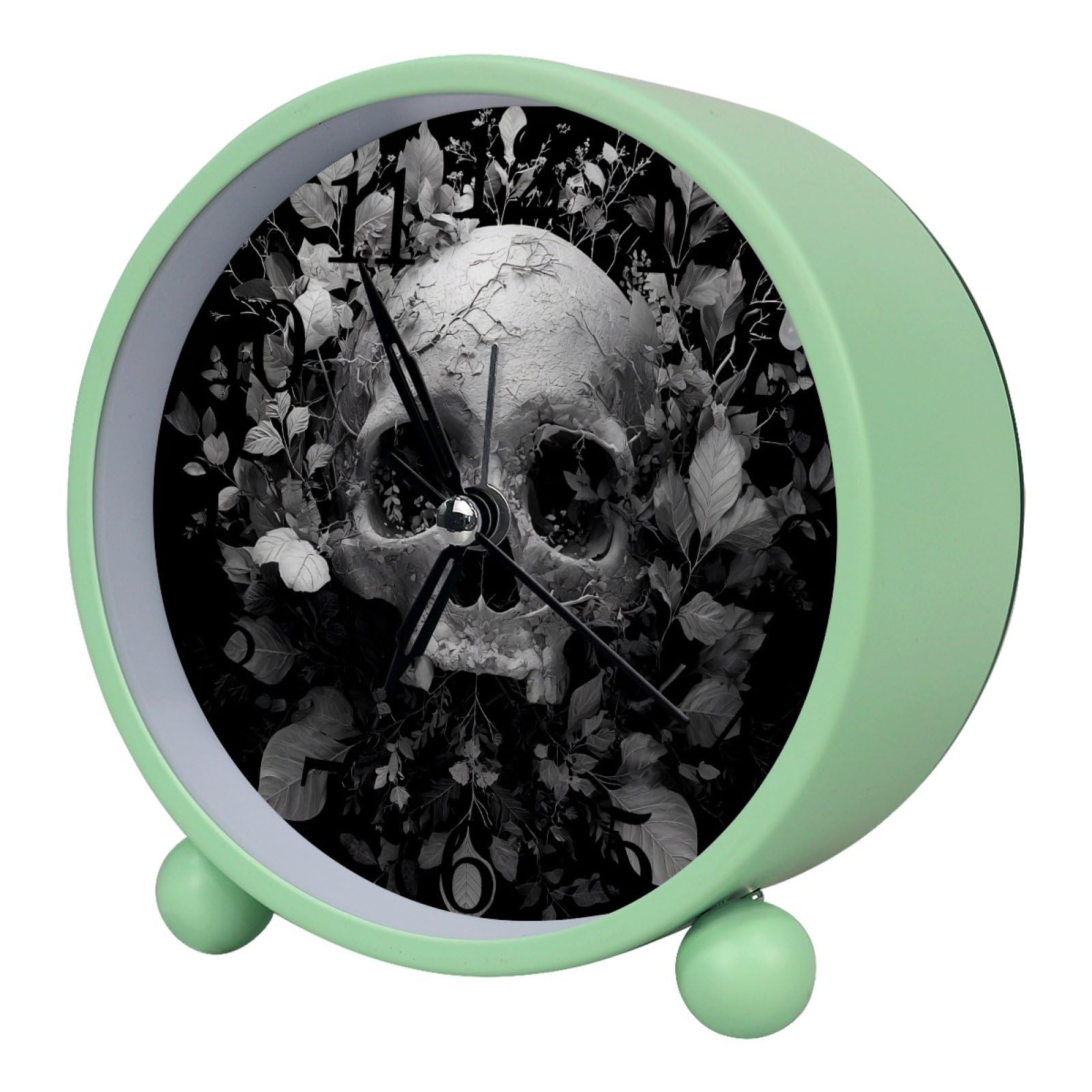 etoenbrc 10.9" Alarm Clock for Kids,Small Battery Operated Clock, Slient Plastic Table Clock for Living Room Decor,Bedroom,Office, Gothic Skull