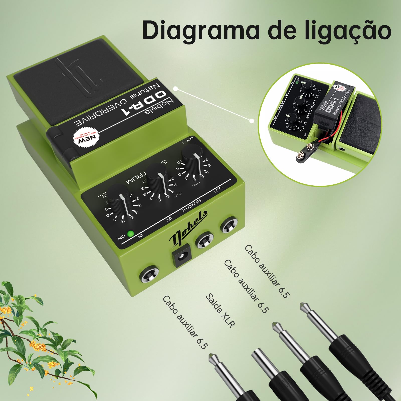 Nobels ODR-1 BC Pedal Overdrive Natural com Bass Cut, 9-18V DC e