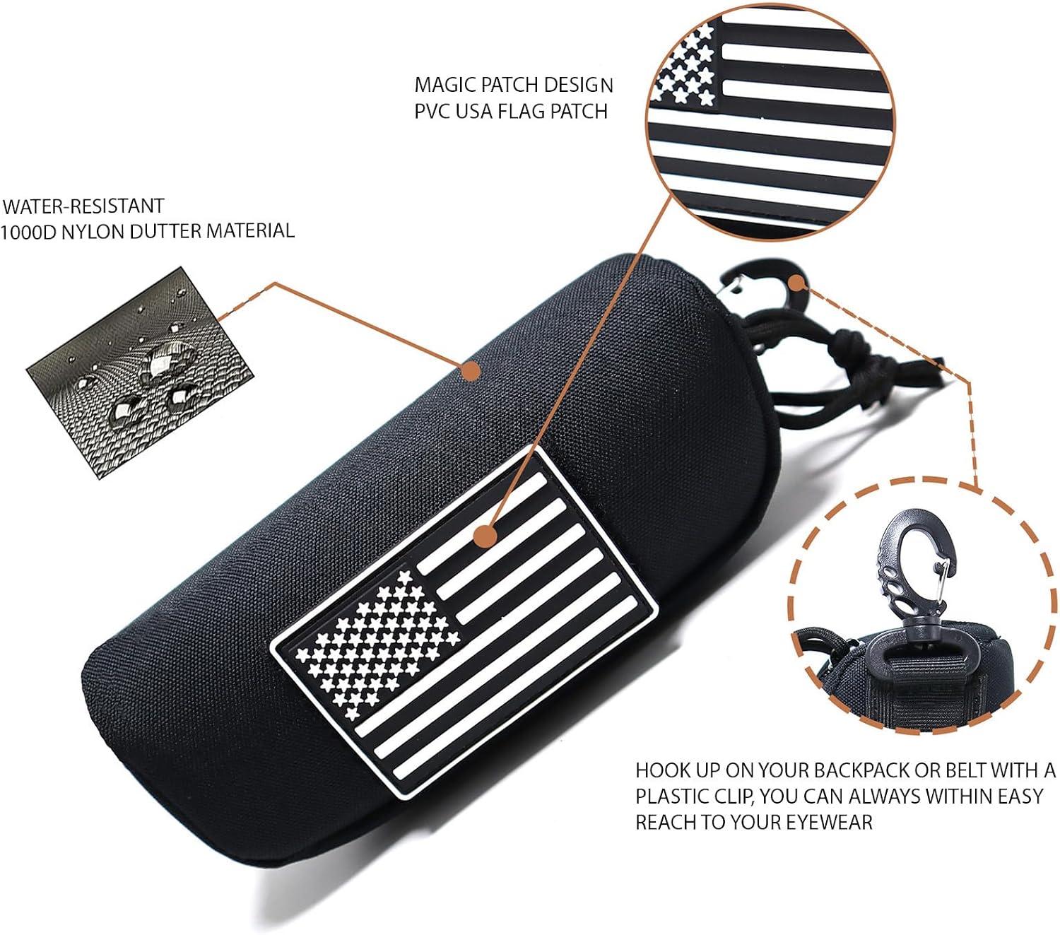 Tactical Molle Glasses Case with Clip Tactical Eyeglasses Case Shockproof Sunglasses Carrying Protective Box