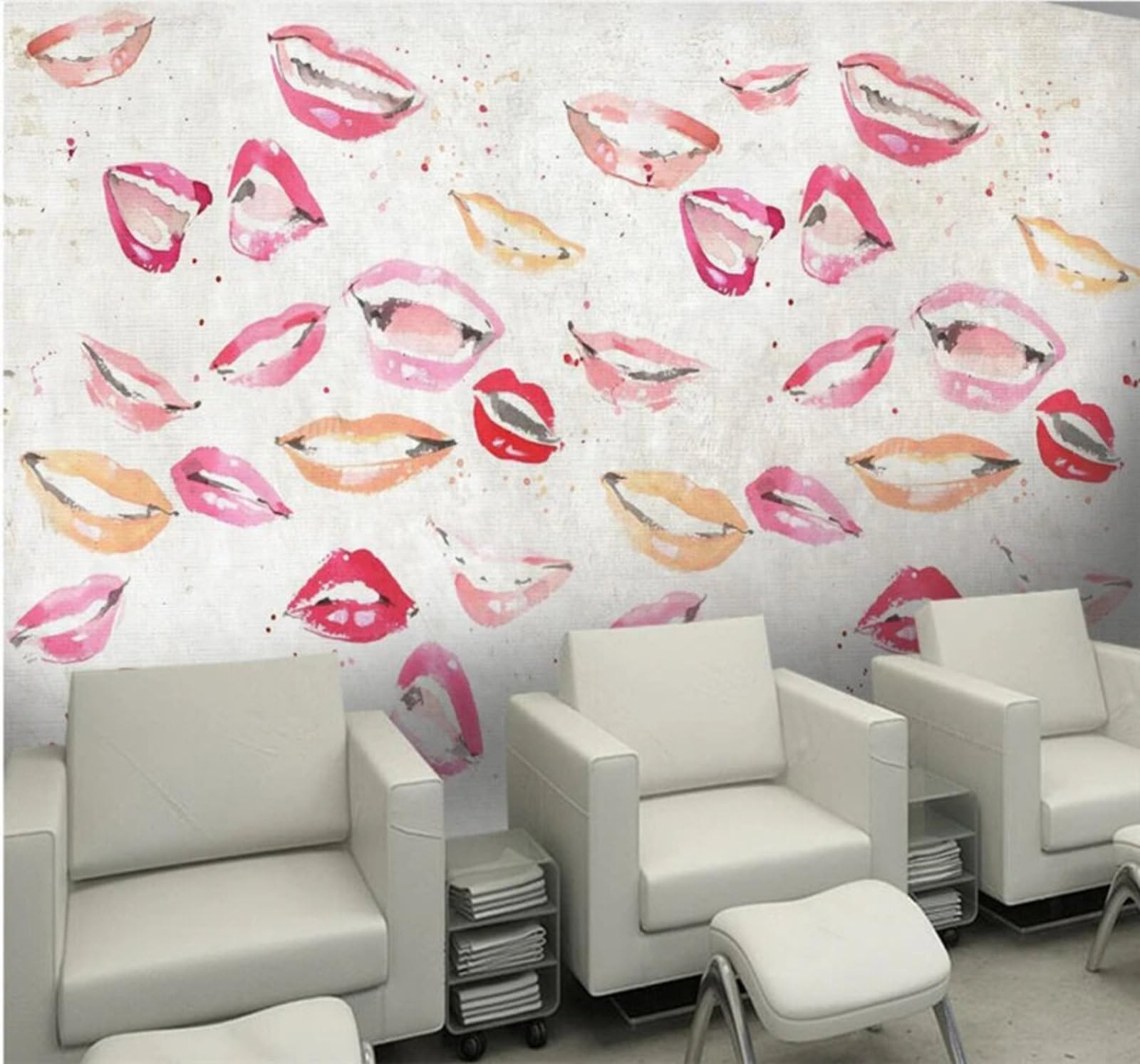 Minimalist Retro Red Lips Beauty Salon Unique 3D Wallpaper Easy Install Feature Office Living Room Sofa Bedroom TV Background Wall Decoration-400cm×280cm