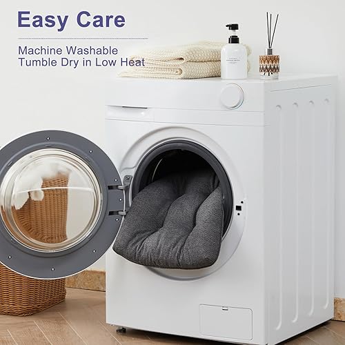 Miniatura 8 de Juego de 6 cojines para sillas de comedor, almohadillas para sillas de cocina de 16.5 x 15.5 pulgadas con espuma viscoelástica, parte inferior