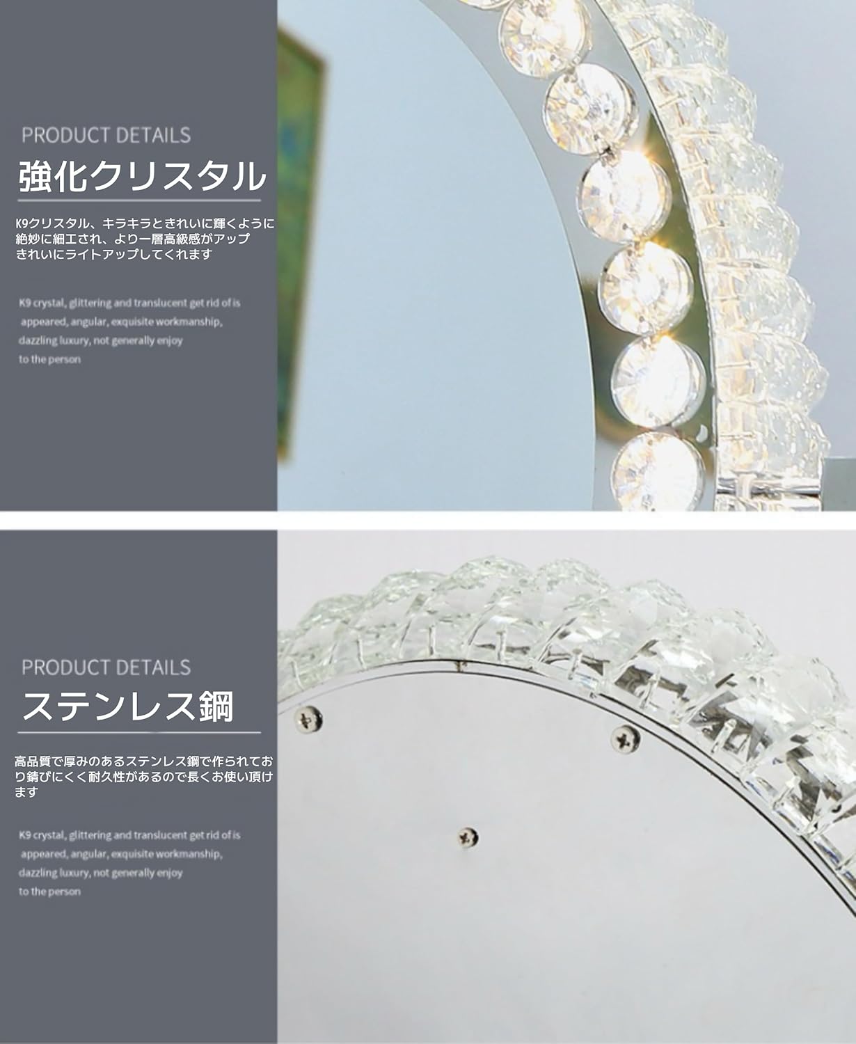 Ncolor 女優ミラー ハリウッドミラー ライト付き クリスタル 卓上鏡