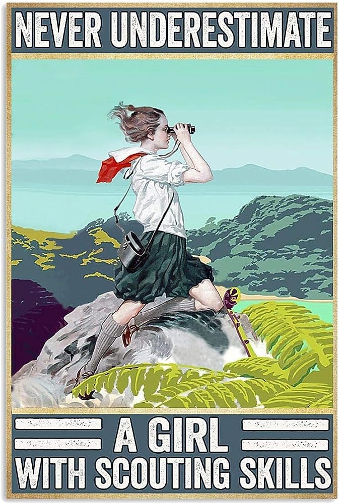 Bioprocess Girls Never Underestimate A With Scouting Skills Vintage Wall Decor Metal Sign 8X12 Inch