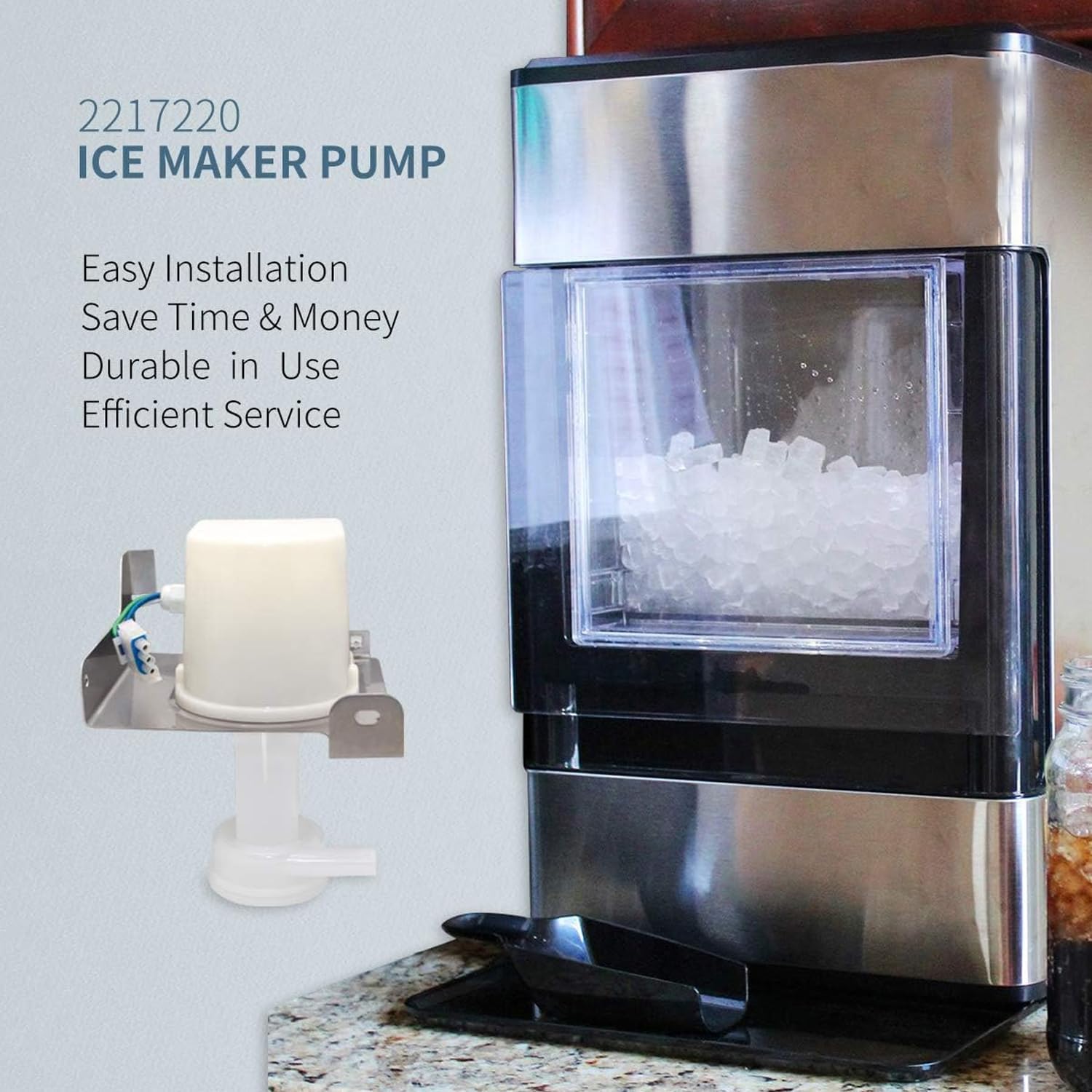 2217220 Ice Maker Circulation Pump Assembly Water Pump - Replacement for G-E Whirl-pool Hot-point Ken-more Replaces WP2217220 WR57X10028 2217220 2185531 2185748