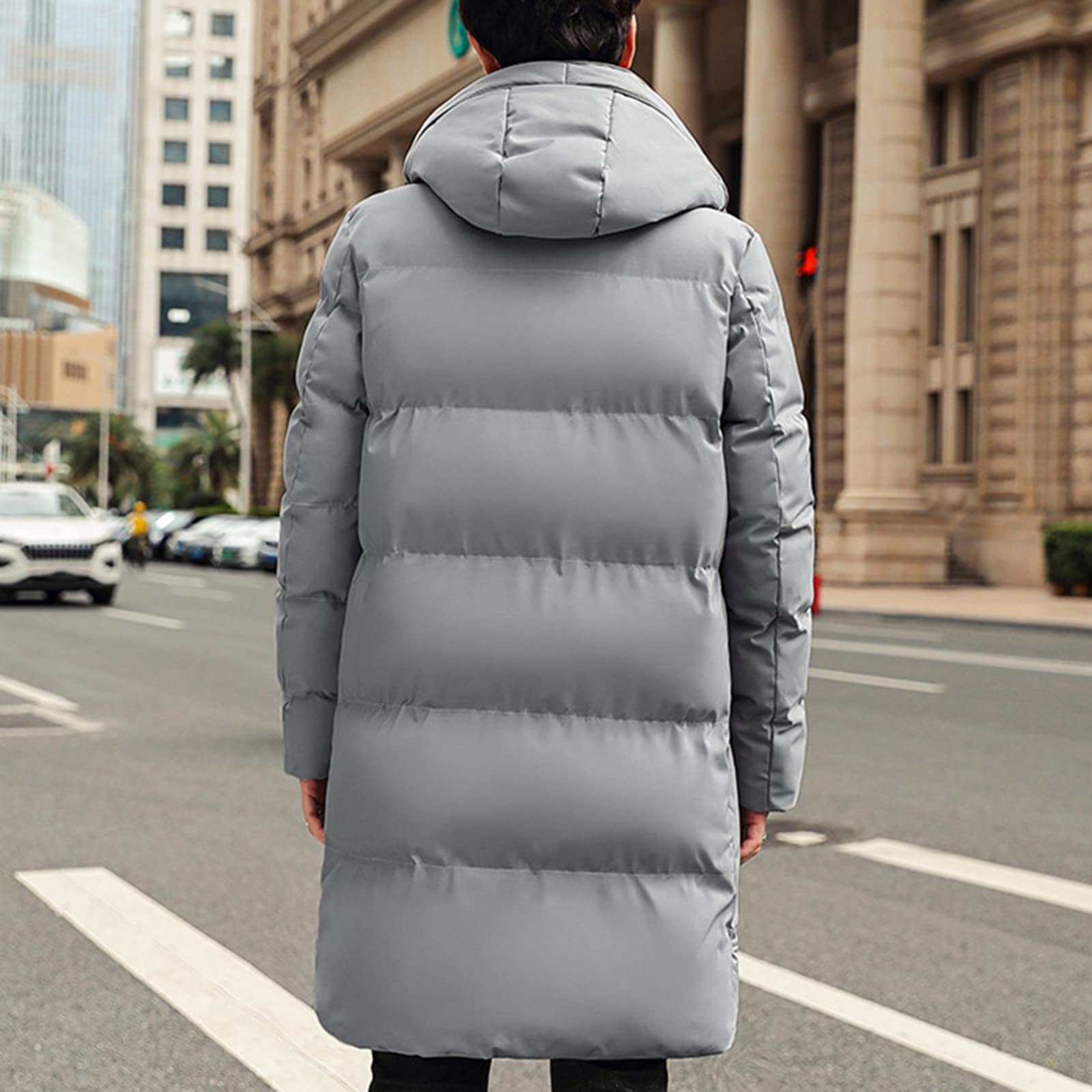 Cappotto lungo da uomo Inverno Piumino Giacca con cappuccio Addensato Cardigan Imbottito Caldo Plus Size Cappotto di Inverno Abbigliamento quotidiano