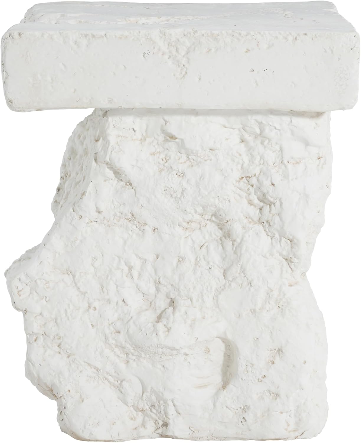 15" Durable Mgo Material Sturdy Construction Coffee Tables, Minimalist Refined Center Table with Weatherproof, Modern Minimalist Tea Table with Artistic Design for Patio Garden, White