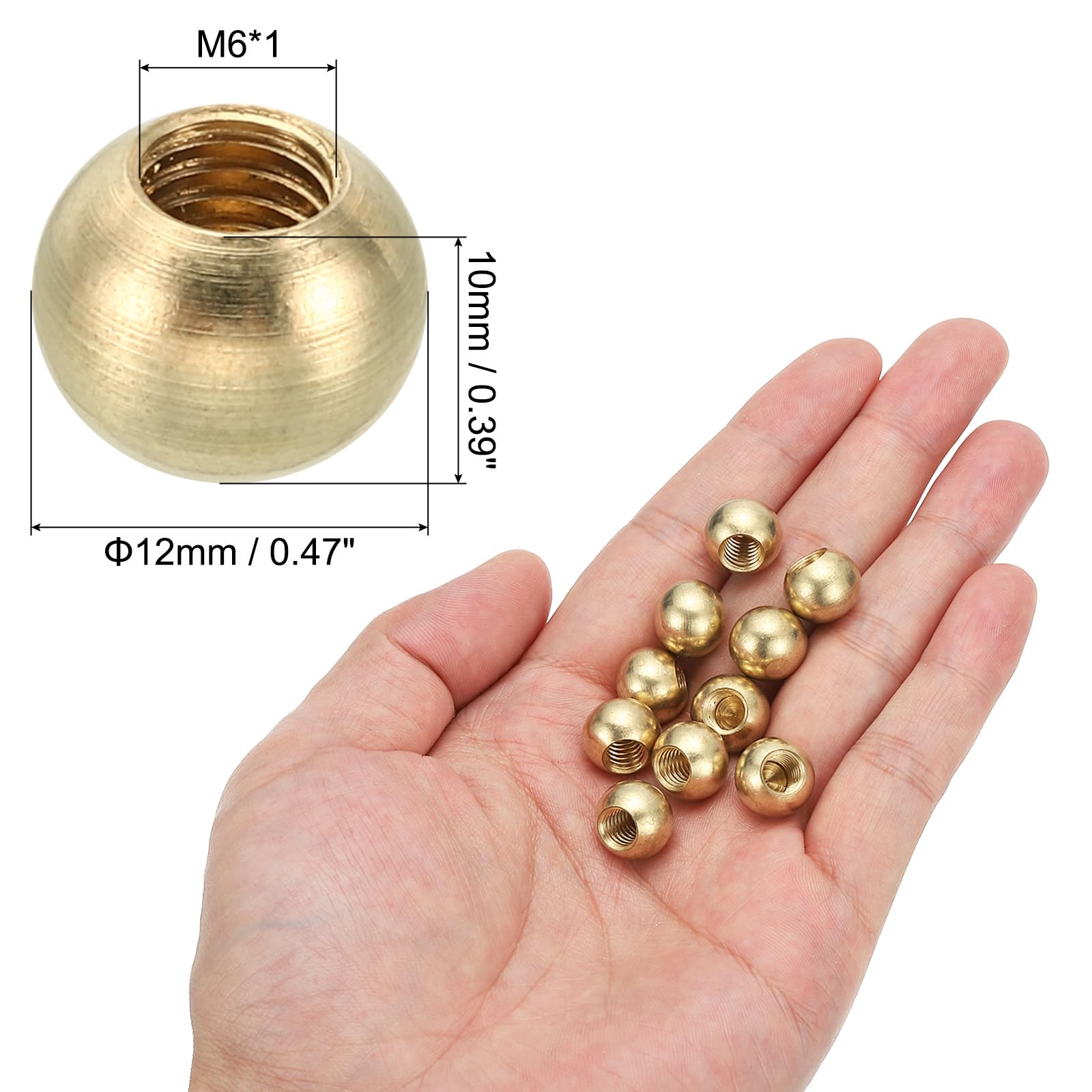 PATIKIL M6x12mm Thread Cap Nuts Knob, 30 Pack Brass Ball Lamp Decoration Screw Caps Nut Cover Nut for Furniture Lighting or DIY Project - Image 2