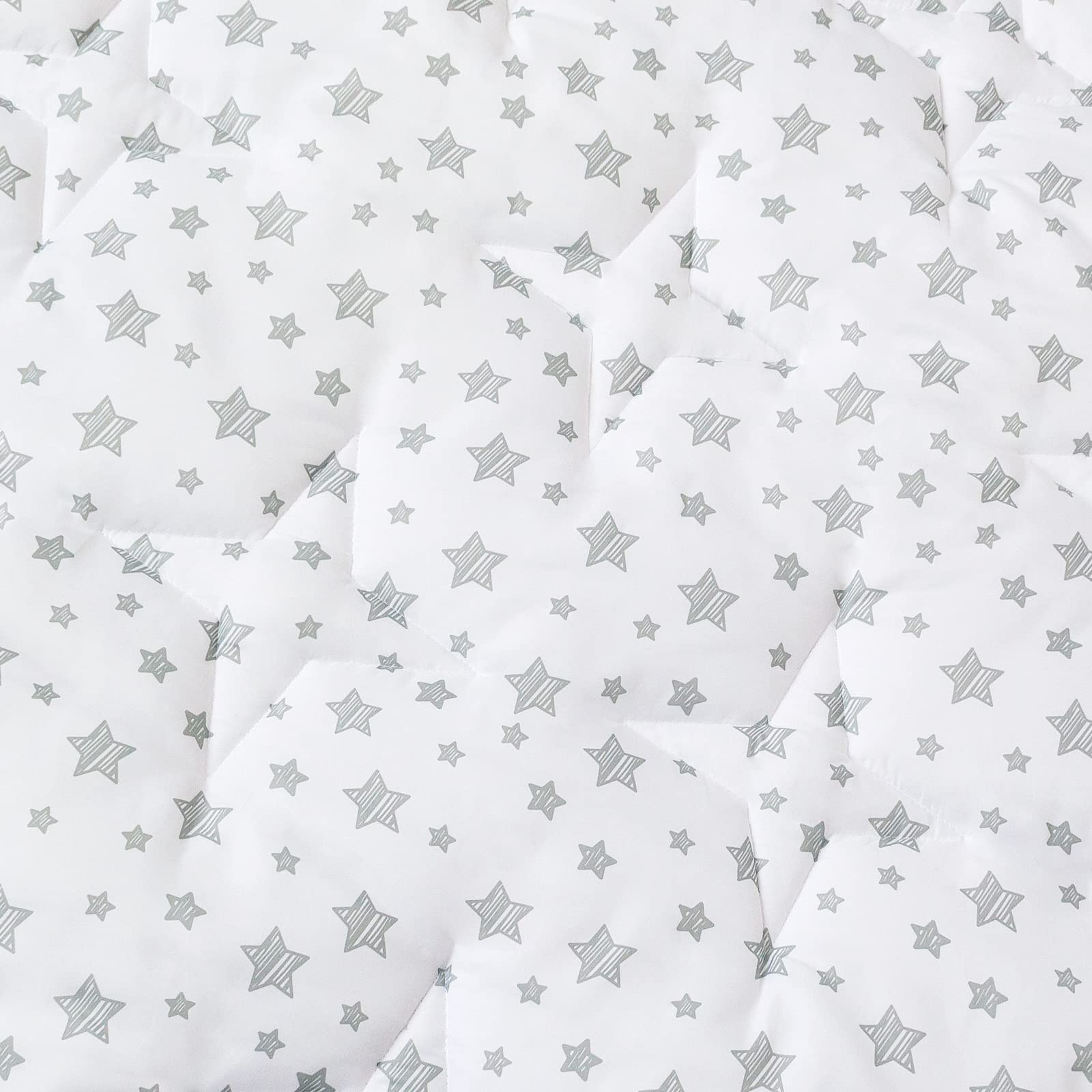 Kids Pop Up Tent with Anti Slip Bottom, Round Play Mat for Baby, D=40'' Indoor Playhouses Quilted Mat, Round Area Rug for Toddlers and Kids Nursery Room Decor, White Star