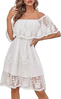 Women's Off The Shoulder Floral Lace Maxi Dress White Bridesmaid Wedding Party Maternity Photoshoot Long Dresses - Buy now