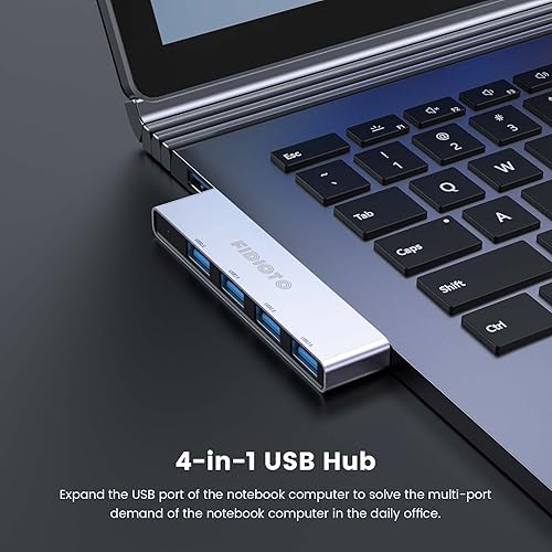 Miniatura 4 de Paquete de 2 concentradores USB (1 derecho y 1 izquierdo), adaptador USB Fidioto de 4 puertos (1 puerto 3.0, 3 puertos 2.0), laptop, iMac Pro,