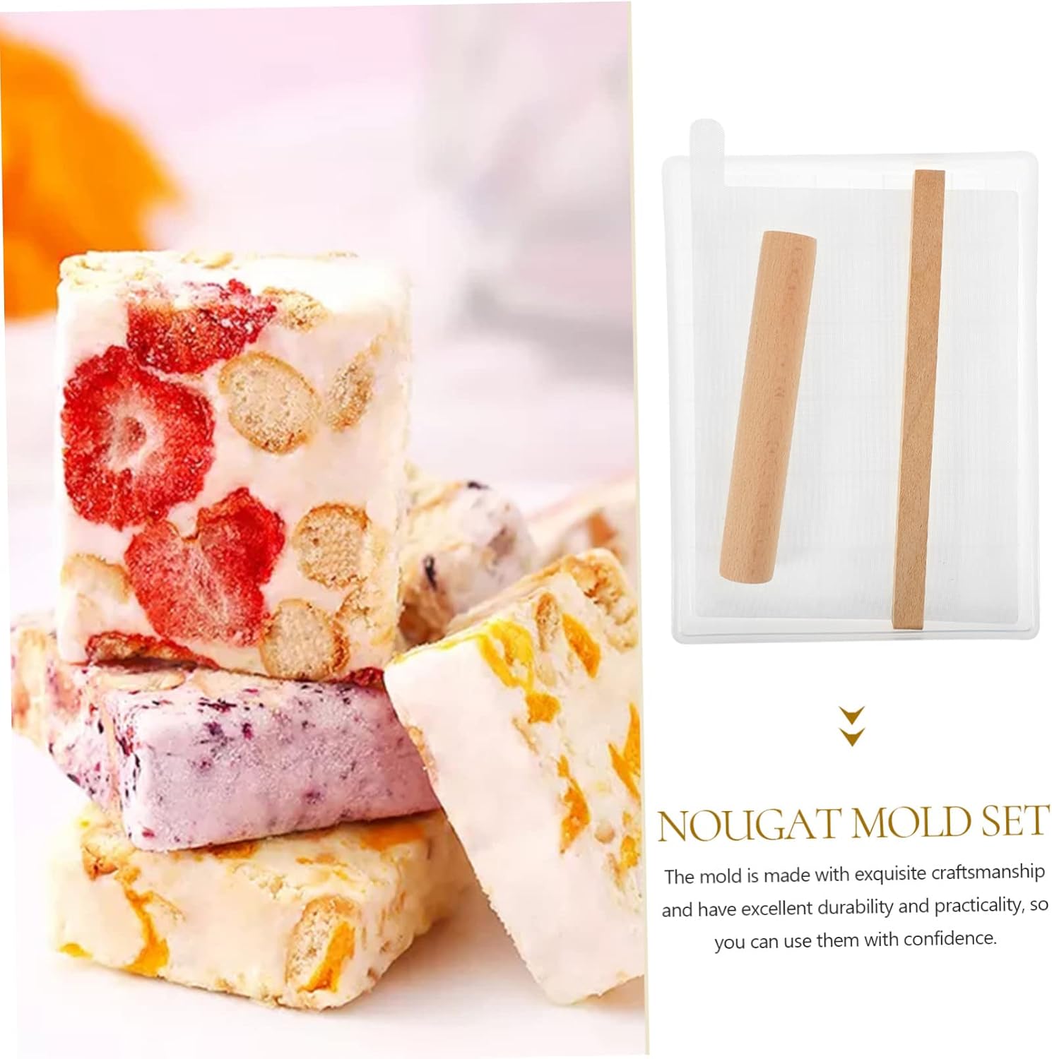 Cabilock 1Set Nougat Candy Making Mold Nonstick DIY Pastry Tools for Easy Baking Portable Candy Supplies for Home Use Smooth Edges for Safe Handling for Beginners