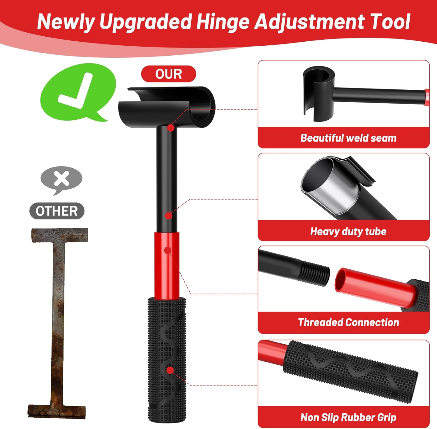 4 in 1 Door Hinge Adjustment Tool Upgraded,Hinge Gap Adjusting Wrench,Door Repair Kit for Residential and Commercial,Hinge Wrench Bender Set with Rubber Grip,Cabinet Alignment Fits 14mm-25mm Hinges