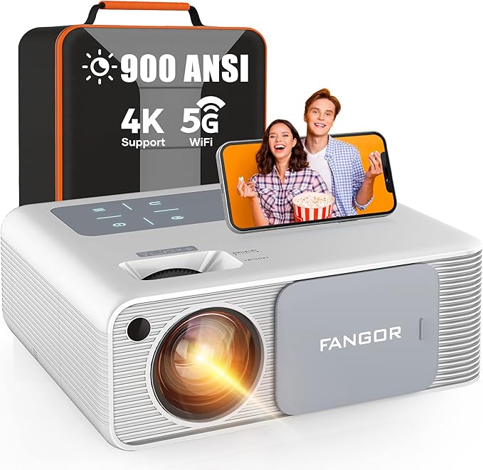 FANGOR 4K Supported Projector with 5G WiFi and Bluetooth