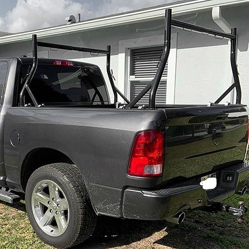 Miniatura 8 de Estante para camión sin perforación, estante extensible de acero resistente, apto para cama de camión de 52 a 71 pulgadas de ancho, capacidad de 800