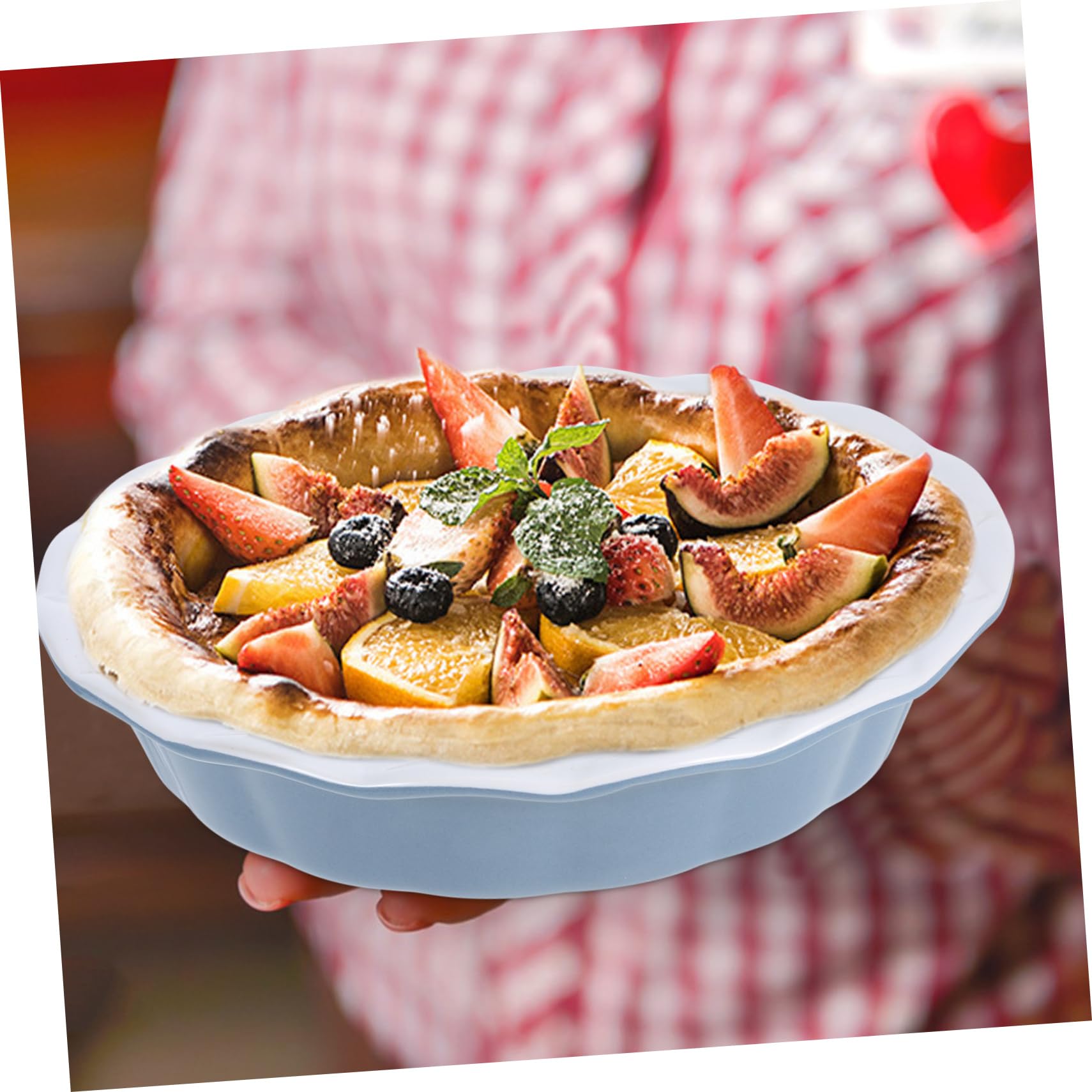 Moule à Tarte Rond en Céramique, Grand Plat à Four Antiadhésif