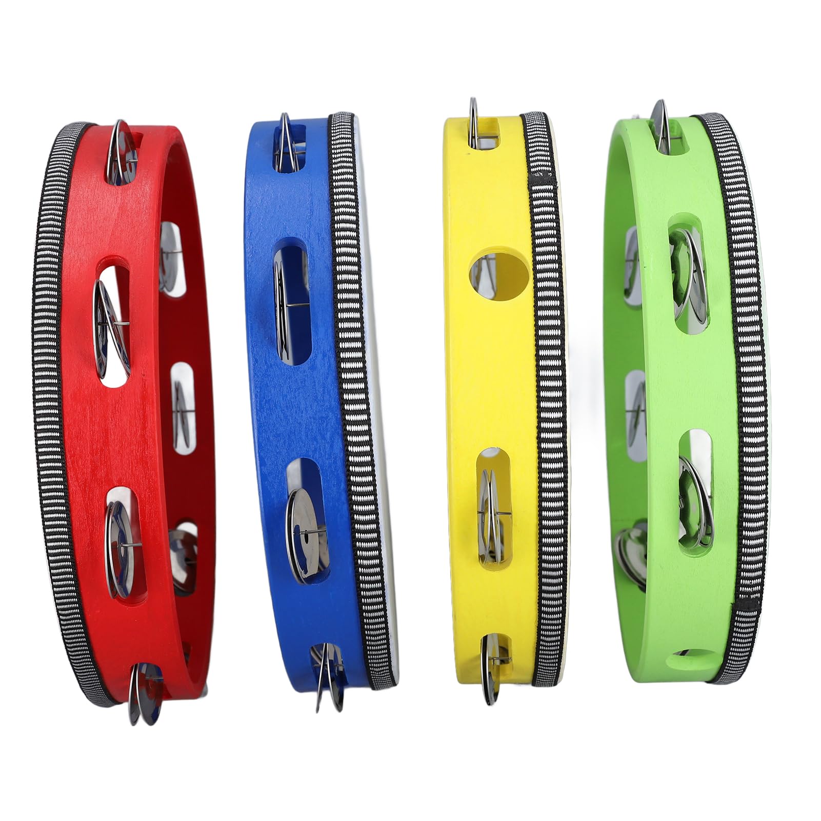 Acouto 4pcs Juego de Pandereta de Madera Jingles Handheld Panderina para Iglesias Conciertos Instrumento Percusión Setamtambourine Drumtambourinew Comúnmente No Es una S COMENTA