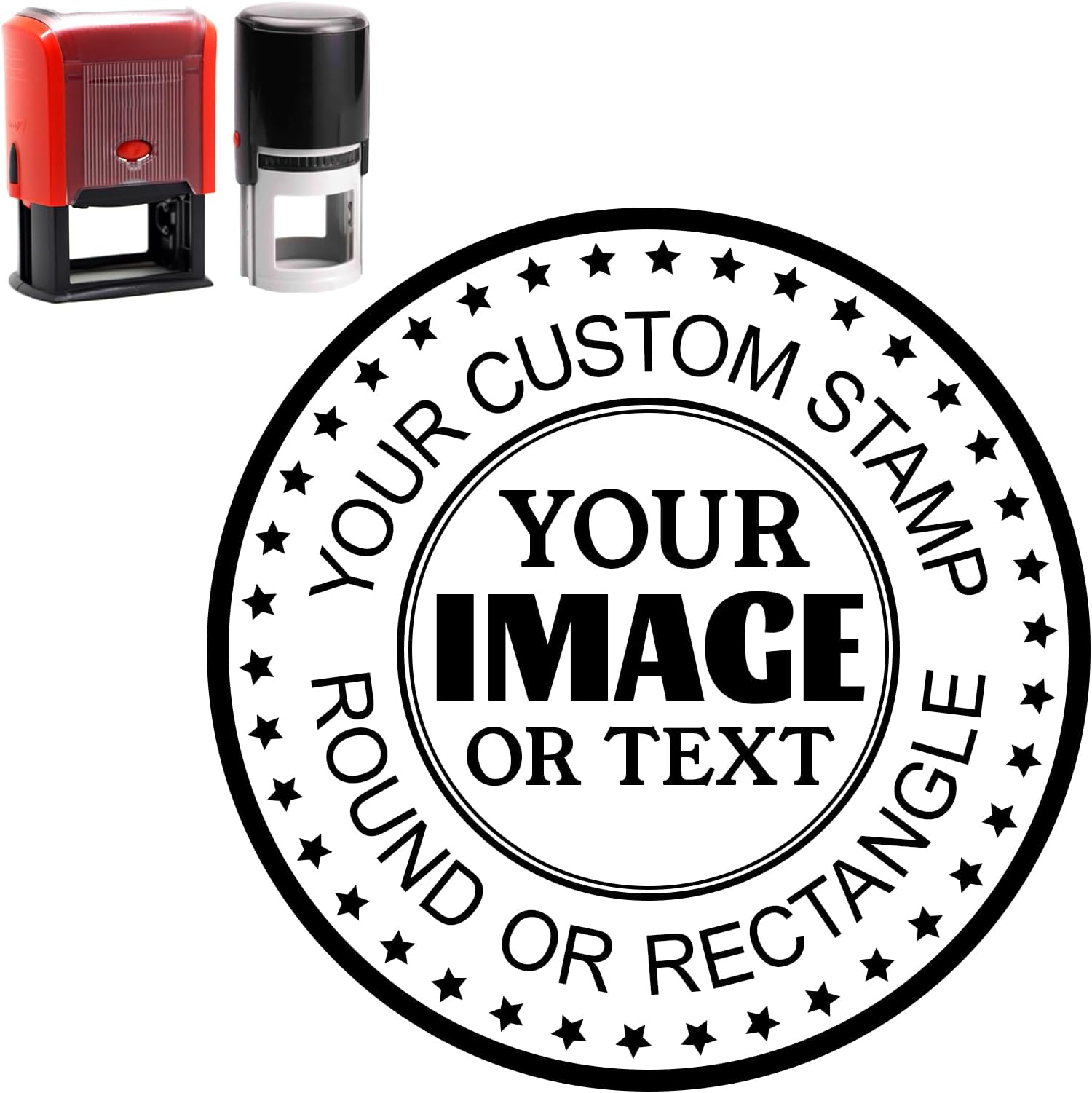 Custom Stamp, Personalized Business Stamp, Custom Self Inking Business Logo Stamp, Small Medium Large Size (Round or Rectangle)