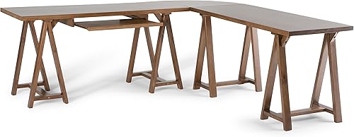 Miniatura 287 de SIMPLIHOME Sawhorse - Mesita de noche de madera maciza de 24 pulgadas de ancho, moderna, industrial, color gris envejecido, para sala de estar y