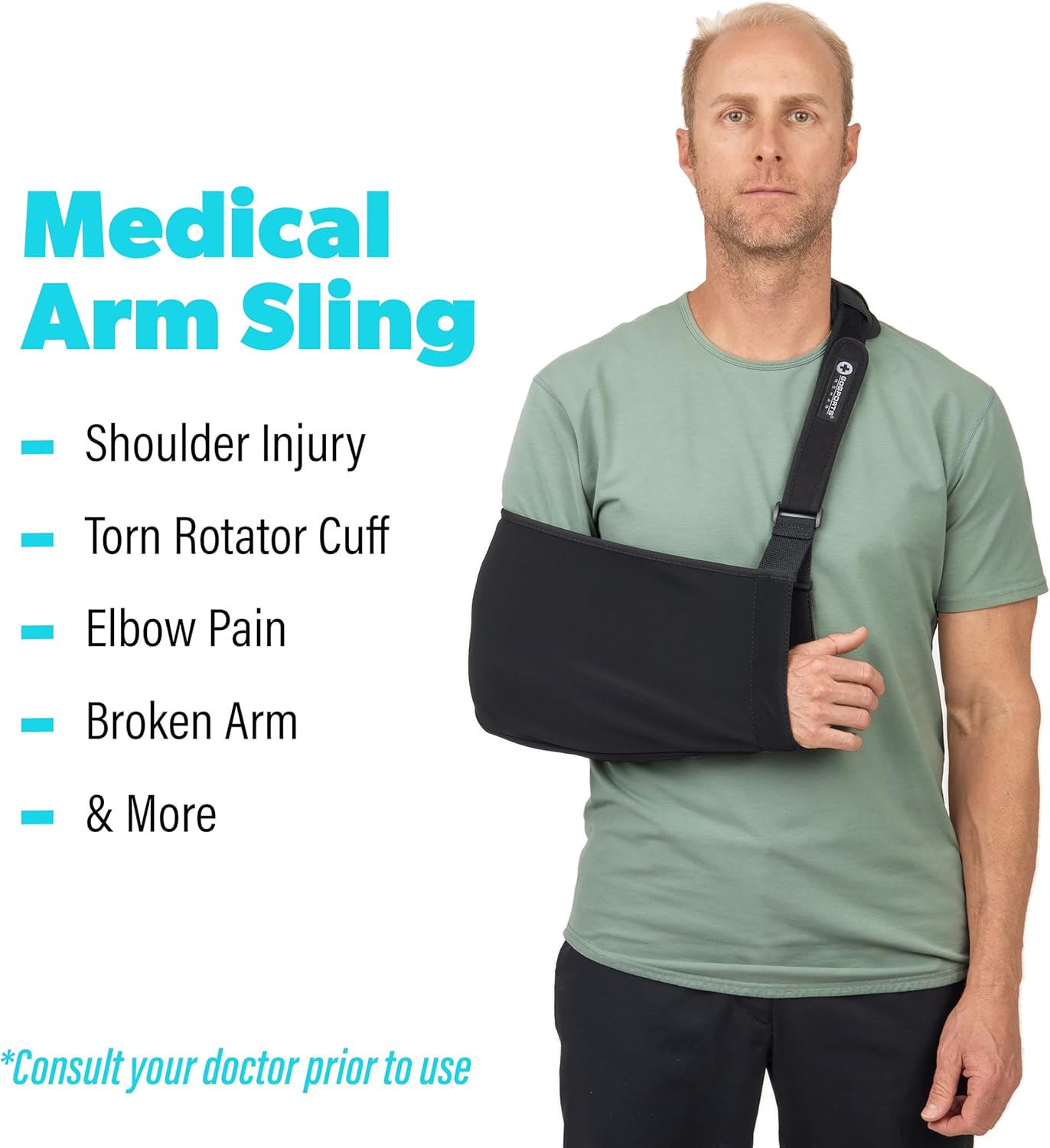 GoSports Arm Sling for Shoulder Injury, Elbow Injury, and Torn Rotator Cuff - Adjustable Shoulder Sling for Men & Women - Left & Right Arm Sling - Image 2