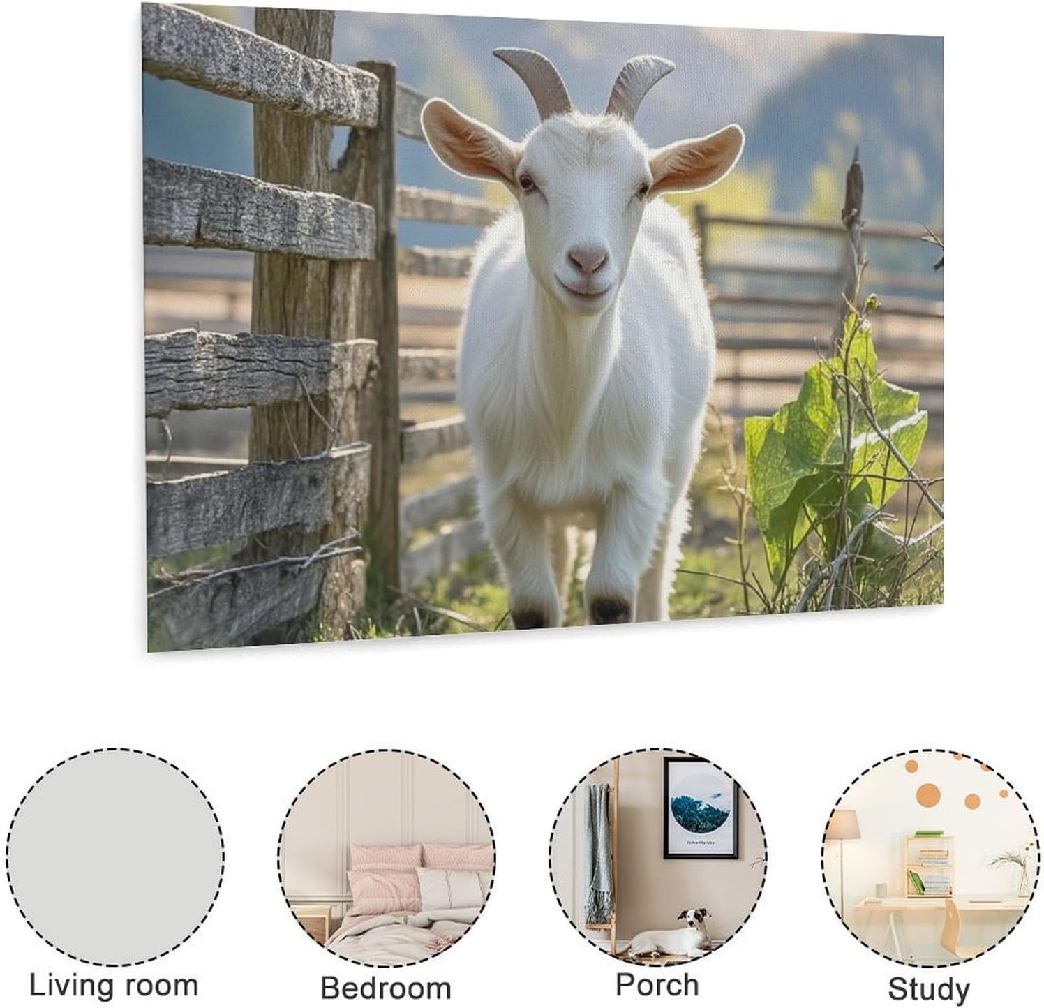 EKYOSHCZ Canvas Wall Art for Living Room 11.8"x15.7" Modern Artwork Painting Pictures Hanging Canvas Prints Farm Animal Goat Aesthetic Wall Art for Bedroom Bathroom Office Wall Art Print Decor image 3