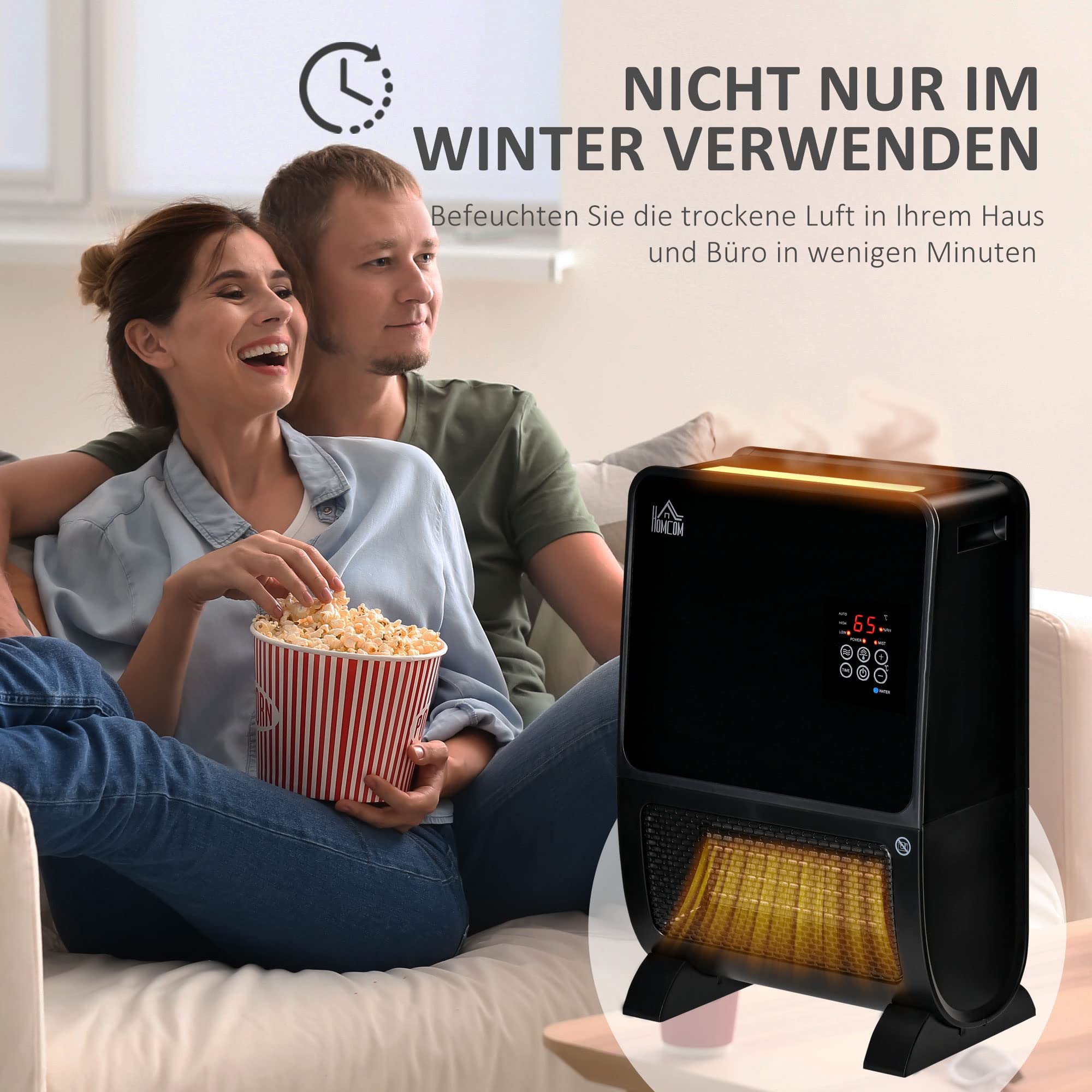 HOMCOM termowentylator 2 w 1, 33 cm x 21 cm x 49,5 cm