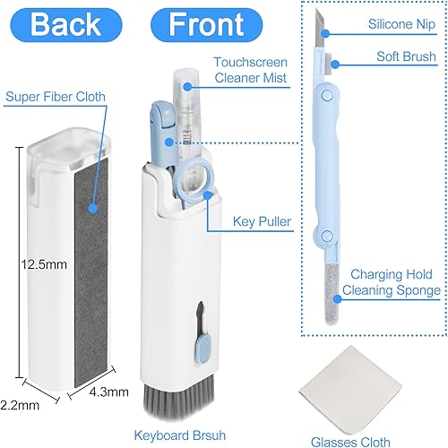 Miniatura 2 de Kit limpiador de teclado para pantalla de teléfono portátil para iPhone, iPad, MacBook, PC, computadora DauMeiQH 7 en 1, herramienta de limpieza de