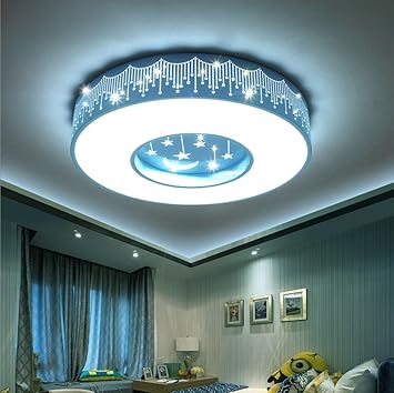 Gfl Iron Art Round Star Ceiling Lamp Led Bedroom Light Simple Remote Control Children Room Lights Two Colors Optional Color Blue 40cm Stepless Dimming Amazon Com