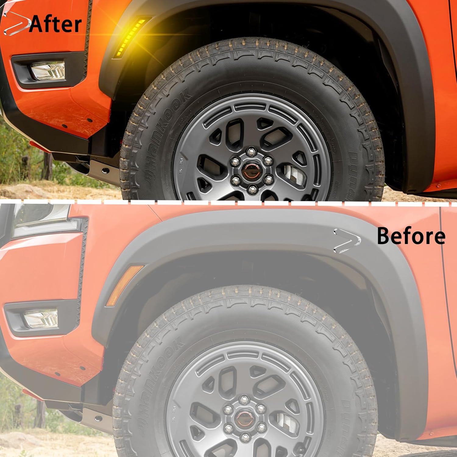 LED Front Side Marker Light DRL Amber Sequential Turn Signal Lamp 2 in 1 Function Feature Kit for Nissan Frontier 2022 2023 2024 GEN3 OEM Trim Accessories