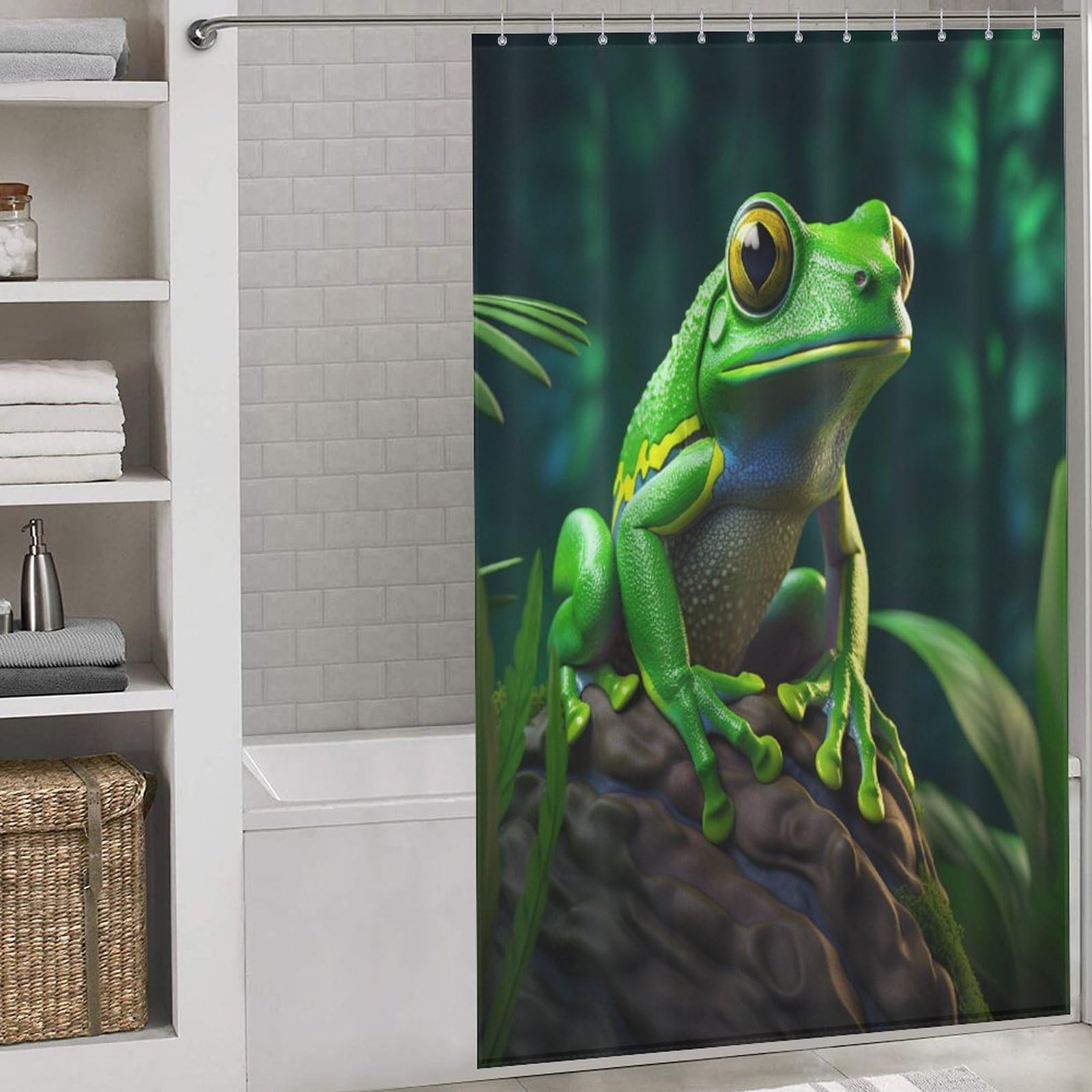 Rideau de douche grenouille 140x183 cm imperméable pour rafraîchir la salle de bain