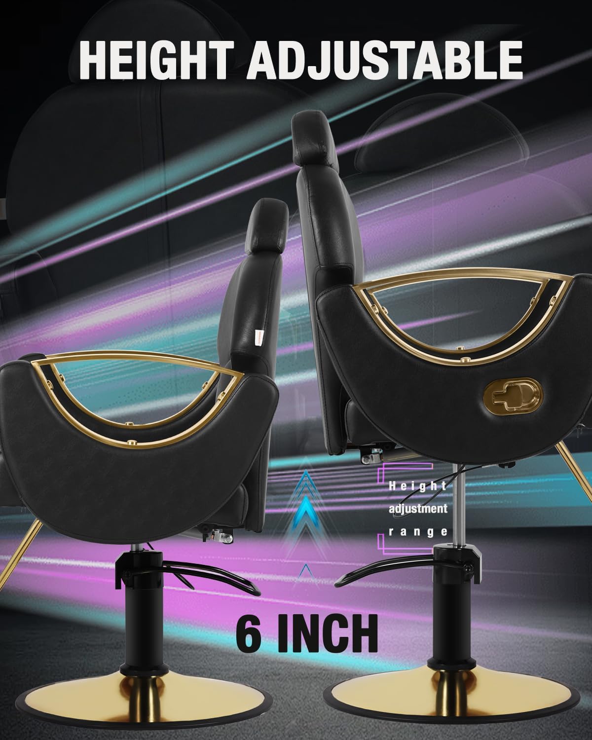 Reclining Salon Chair for Hair Stylist, Barber Chair with Heavy Duty Hydraulic Pump, Hair Salon Tattoo Braiding Chair Beauty Spa Equipment, Cool Black