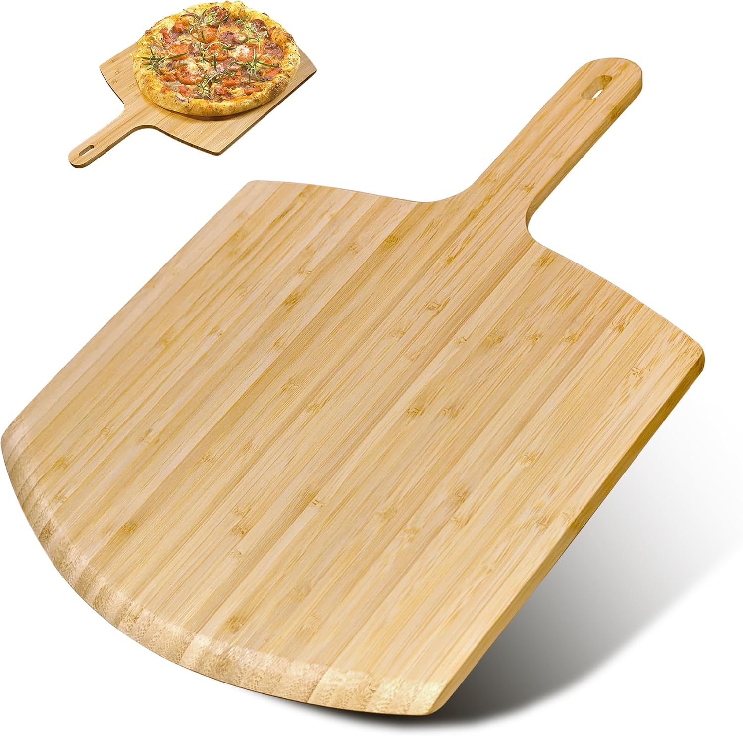 Pizza Peel 12 inch 2 pack Bamboo Wood Pizza Paddle Pizza Peels Pizza Server for Ooni Oven Accessory Pizza Spatula Baking Homemade Cheese Bread Turner Pizza Pre board Pizza Tools Gift