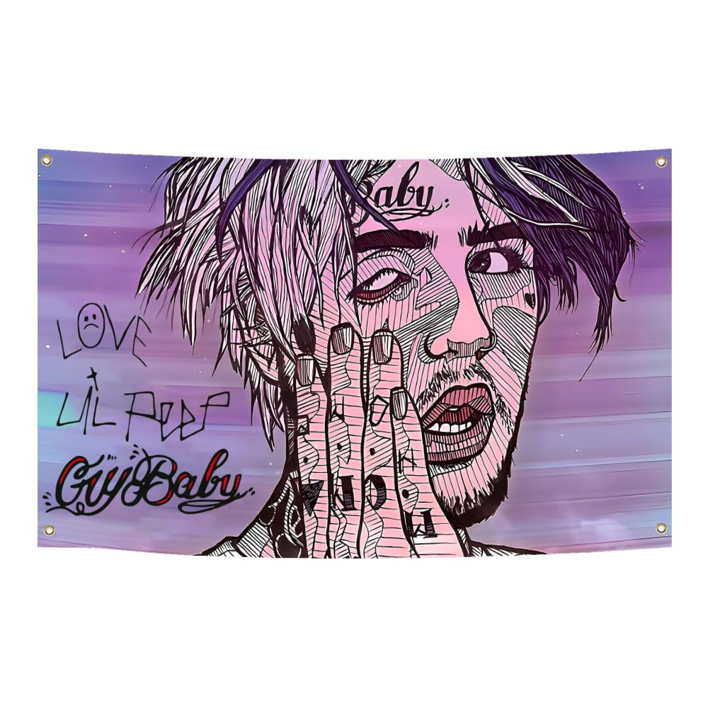 XutreeXutree Lil Peep's Poster Flag Cry Baby Music Tapestry 3x5 Feet Polyester HD Printing for College Dorm Cave Room Wall Decration