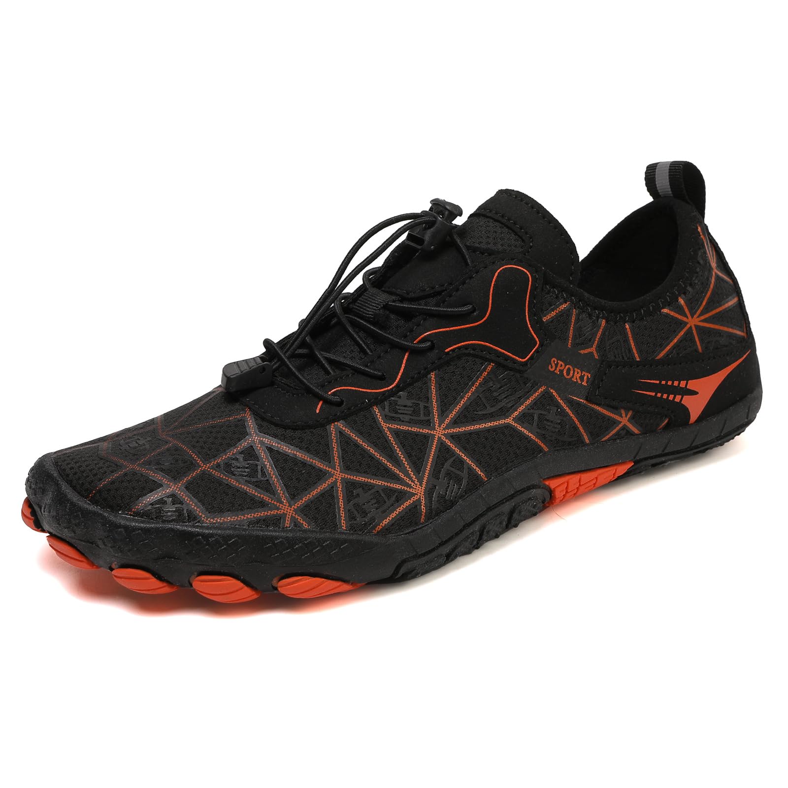 Rojeam Barefoot Water Shoes for Men Women Quick Drying Sports Aqua Socks, Black, 8.5 US
