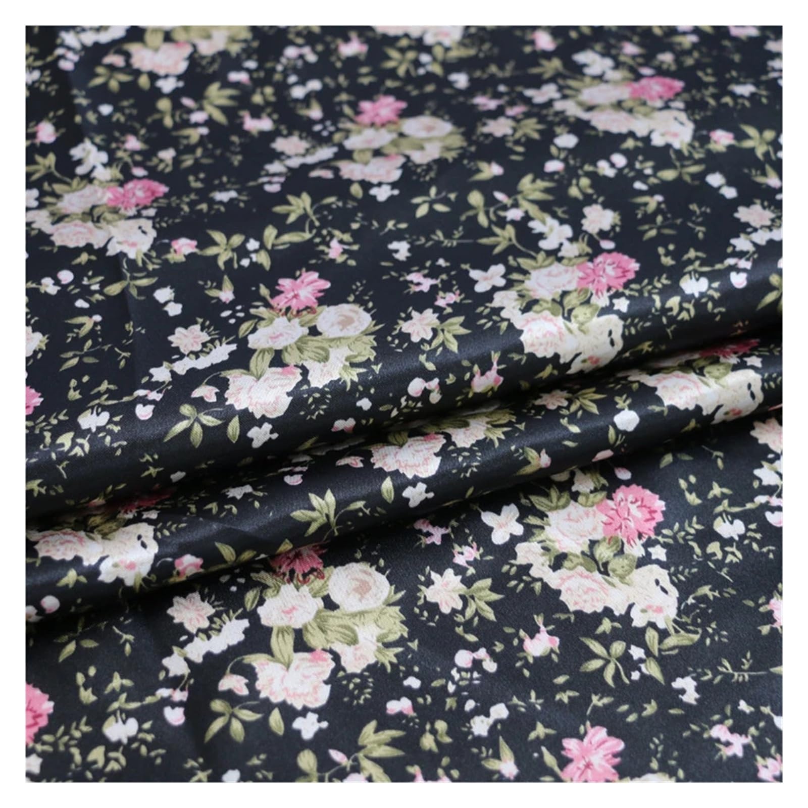 Tissu Satin Tissu d'écharpe rétro en Satin doux, 1 mètre X .48, matériau imprimé(Color 1,5 X 1.48M)