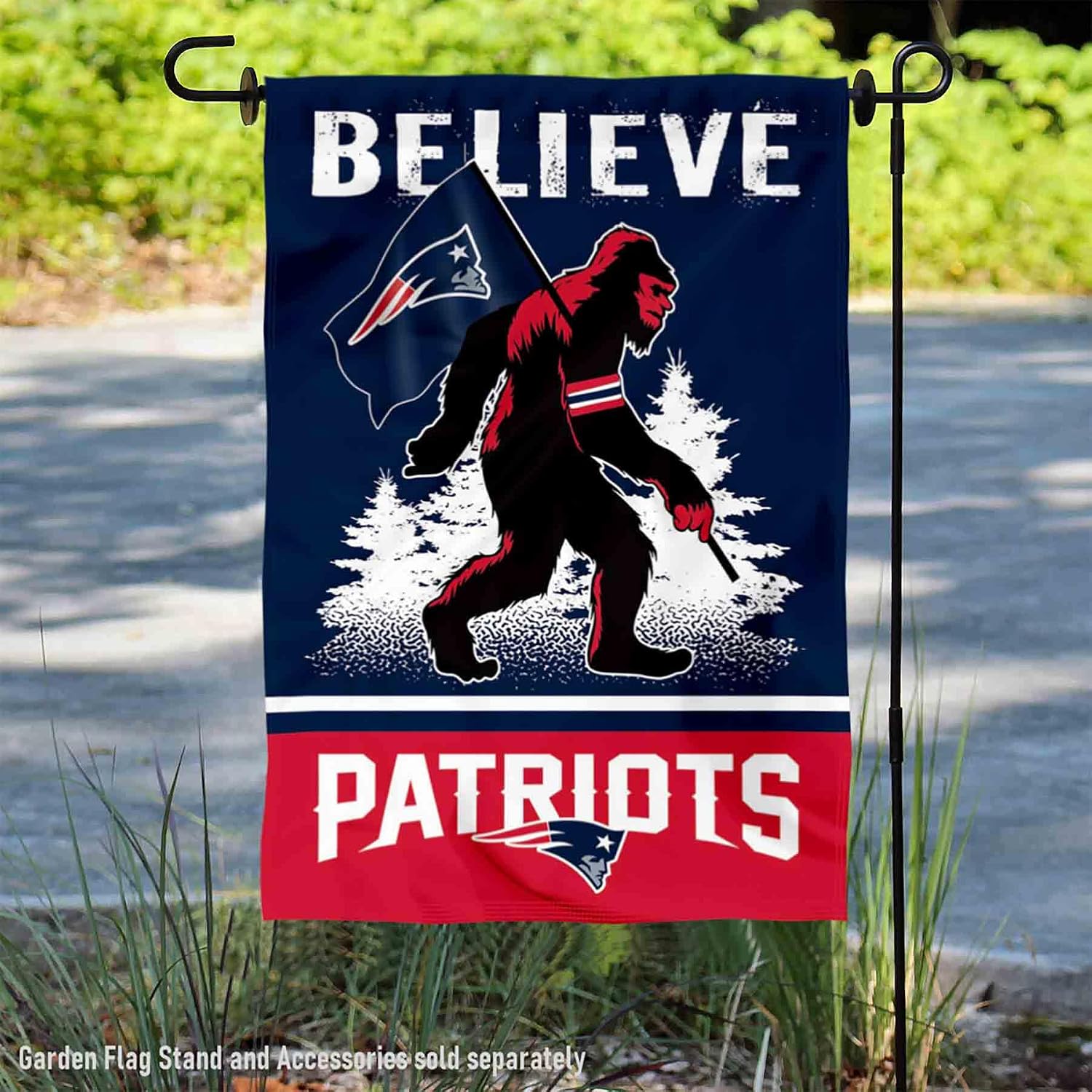 WinCraft New England Patriots Bigfoot Sasquatch Believe Yard Garden Banner Flag