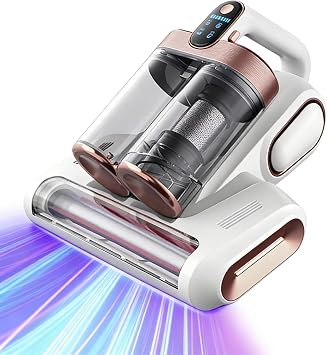 Powerful UV Bed Vacuum Cleaner, Bedroom Guard - Multifunctional Wireless Handheld Mattress Vacuums Cleaners, 13Kpa Heating Cordless Vacuum Cleaner Handheld for Bed, Sofa & Carpet White