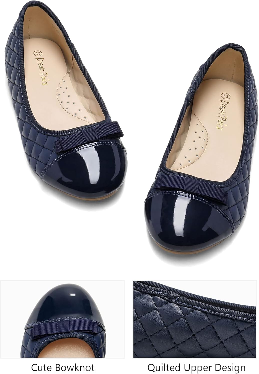 Dream Pairs Girls Dress Shoes Flower Girl Slip-on Bow Ballet Flats for Wedding, Party, School (Little Kid/Big Kid) - Image 8