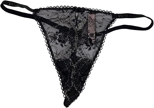 Victorias Secret Calzones muy sexys de color rosa y lazo en V color negro Negro